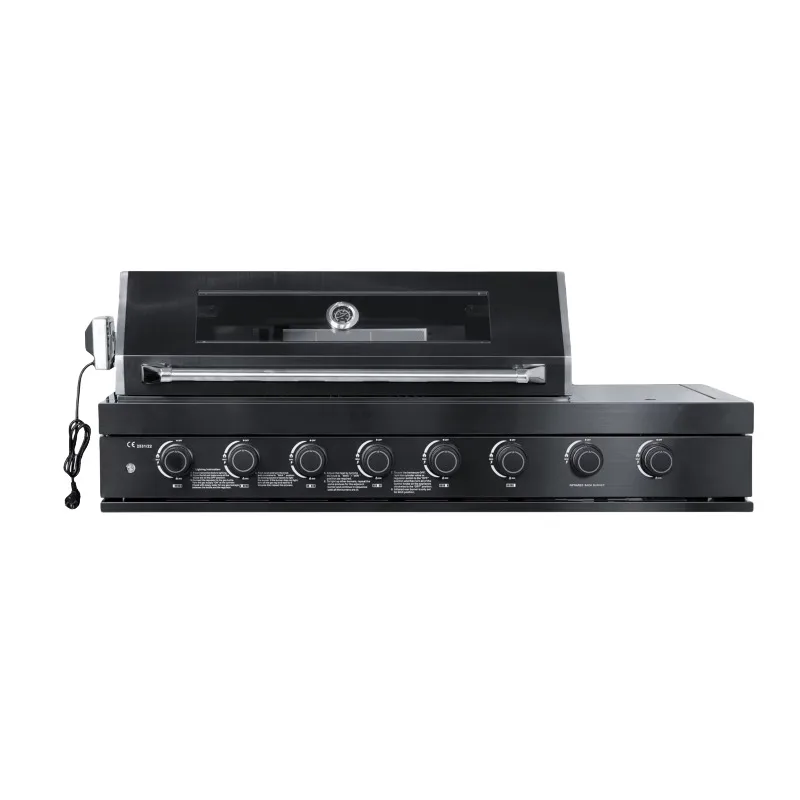 Modern Built-in Gas Grill Black Titanium Stainless Steel Vertical Ventilated Smokeless BBQ Adjustable Heating Area