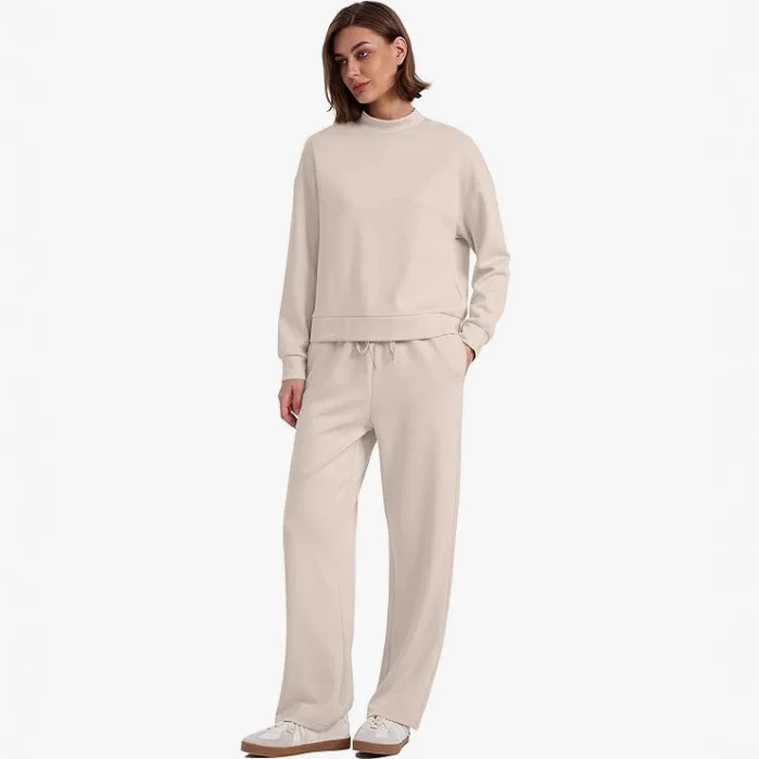 

Длинная толстовка с капюшоном и широкие брюки, комплект из двух предметов, женский повседневный удобный модный наряд, осень 2025 г., без зарегистрированного бренда