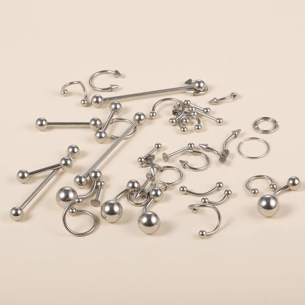 80 قطعة الفولاذ المقاوم للصدأ ثقب المجوهرات عدة الإبر المشابك الأنف الدائري الشفاه اللسان الزنمة الغضروف اللولب Daith الحاجب الحلمة أداة