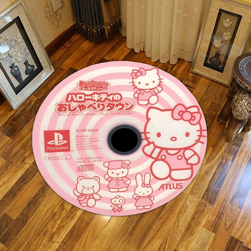 Olá Kitty Sanrio Tapete para meninas, desenhos animados bonitos, espessamento, rotação suave, almofada da cadeira, decoração desktop, escritório