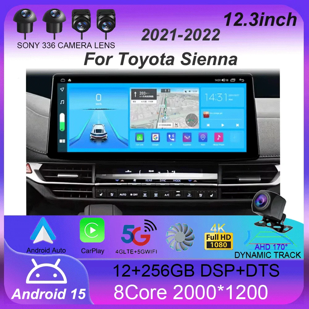

Android 15 12.3inch For Toyota Sienna 2021 2022 Car Screen Audio Radio Multimedia Player Auto GPS Navigation Head Unit Carplay