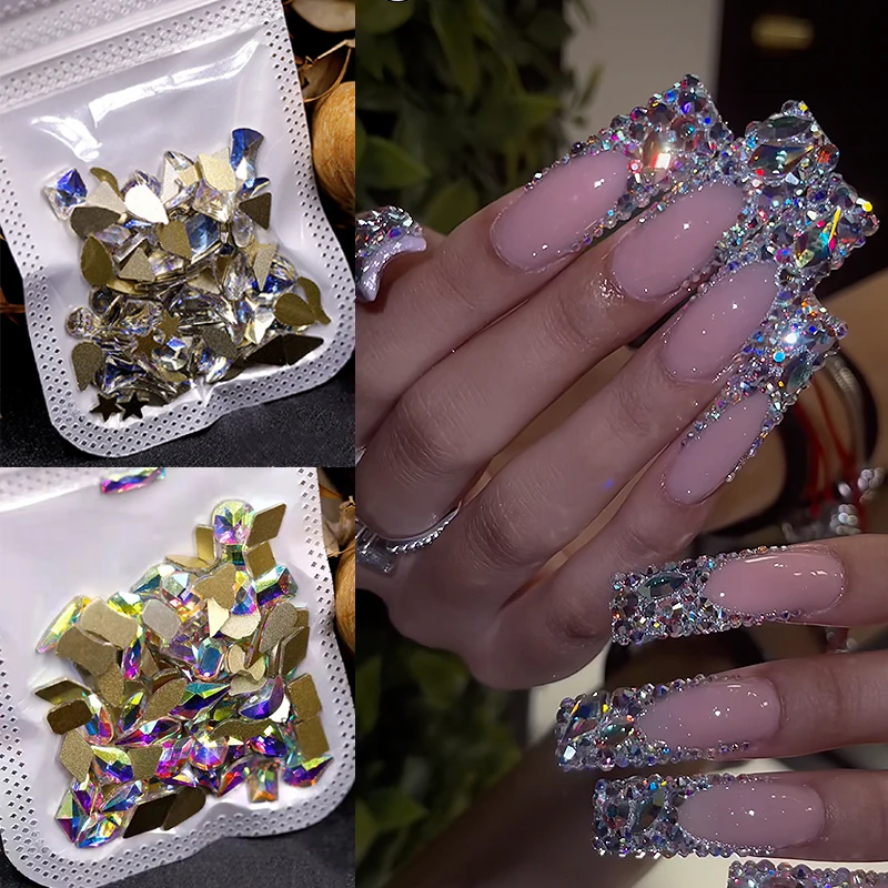 Mix Kristal Nail Charme Aurora 3d Glitter Manicure Strass Flatback Glas Diamant Edelstenen Decoratie