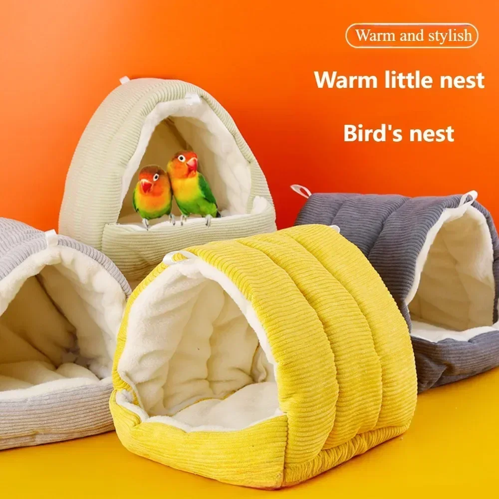 Nido de algodón para loros, jaula para pájaros, Mini hamaca, jaula de felpa y gruesa para invierno, nido de algodón para pájaros, cabaña, tienda, cama, cueva colgante, artículos para mascotas