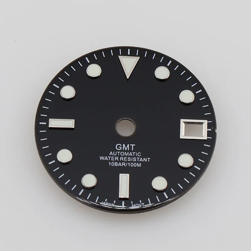 

28.5mm Black GMT Watch Face S Logo Dial for Seiko Mod NH34 Movement Mechanical Watch Build Replacement Parts
