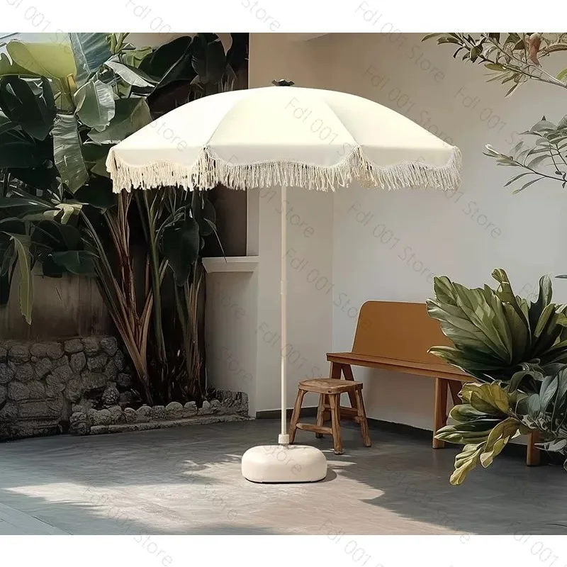 Oversized Tassel Sun Umbrella for Outdoor Beach Garden Patio Market Stall Shade