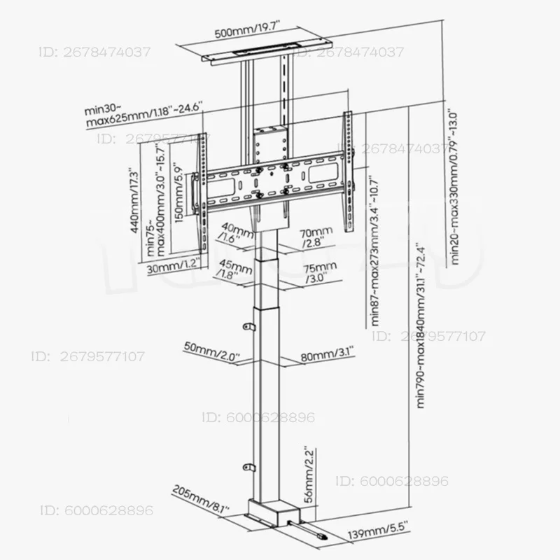 lift TV stand for 32-80 inch displays Movle lift LCD TV stand Hidden lift stand don't include wooden furnitu