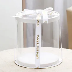 5Pcs/lot Circular Transparent PVC Cake Box with Lid 4/5/6inch Birthday Cake Box DIY Dessert Cupcake Packing Box Party Wedding