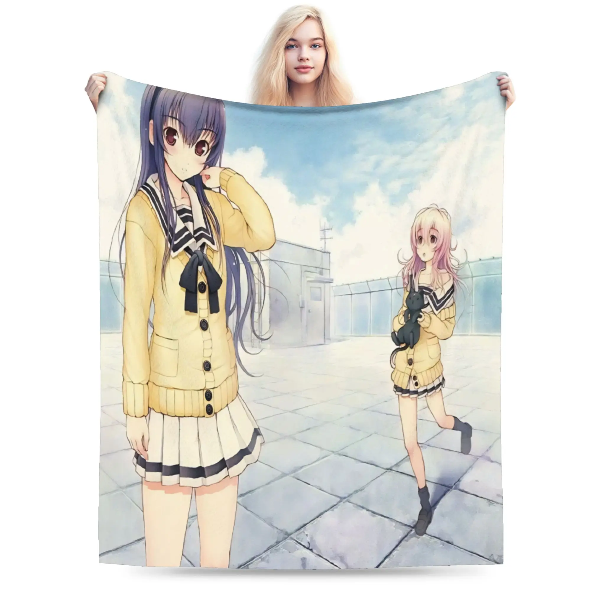 Super Soft You and Me and Her A Love Story Miyuki Aoi  Throw Blanket Premium Fleece Flannel Bed Blanket Super Cozy Blankets