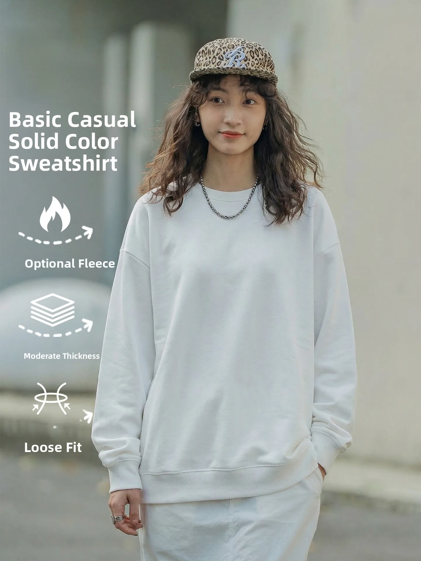 

ex Loose Fit Long Sve round Ne Sweatirt Silver Velvet Warm Top Spring Japanese Sle Outerwear Casual Faion