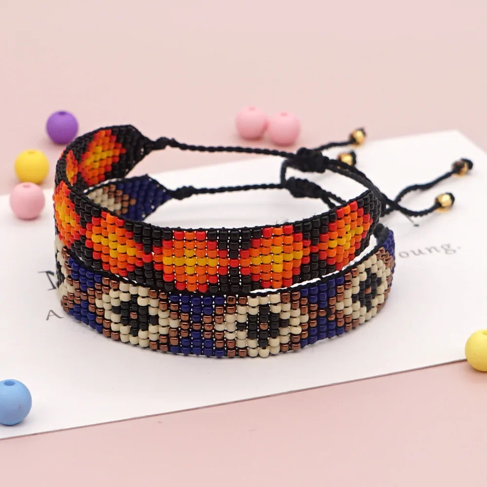 Rice Bead Bracelet  Hand knitting  Retro  Bohemia  Beading  Simple  ripple  Jigsaw puzzle  geometry  Adjustable Bracelet