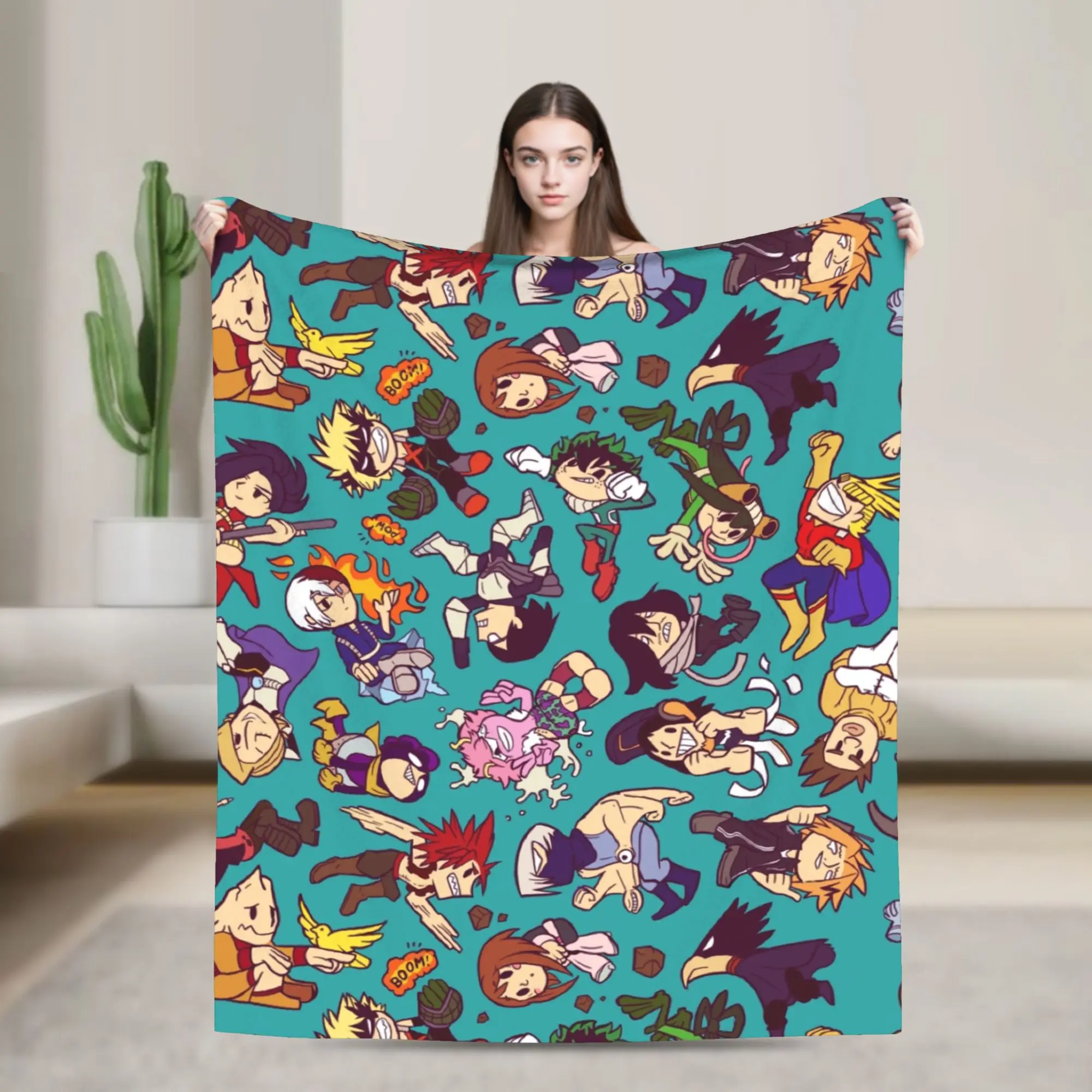 Himiko Toga Katsuki Bakugou Izuku Fleece Throw Blankets Academy Anime Manga Blankets for Home Bedroom Soft Bed Rug