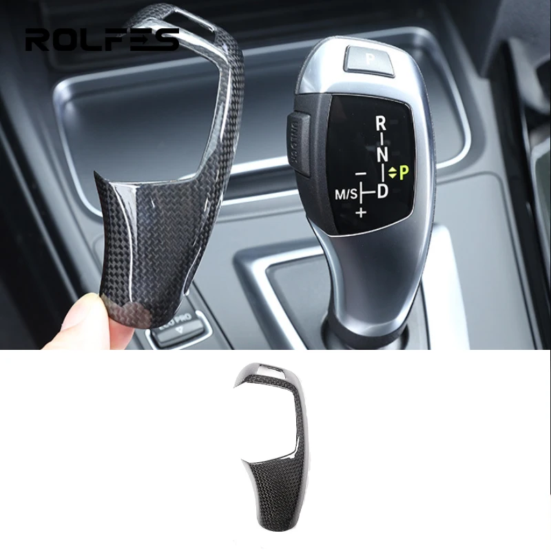 

ROLFES LHD Real Carbon Fiber Gear Shift Knob Cover Gearshift Shifter Sticker For BMW 1 2 4 5 3 Series GT X3 X4 X5 X6 2011-2018