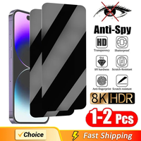1-2Pcs Anti-Spy Glass For iPhone 15 14 13 12 11 Pro Max Mini 7 8 Plus Privacy Screen Protector For iPhone XR XS MAX X SE 2022