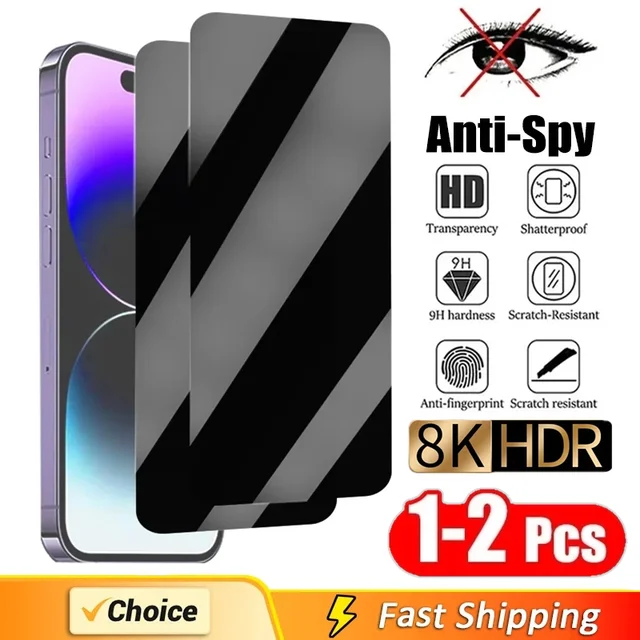 1-2 sztuki szkła antyszpiegowskiego do iPhone'a 15 14 13 12 11 Pro Max Mini 7 8 Plus Ochrona ekranu prywatności do iPhone'a XR XS MAX X SE 2022