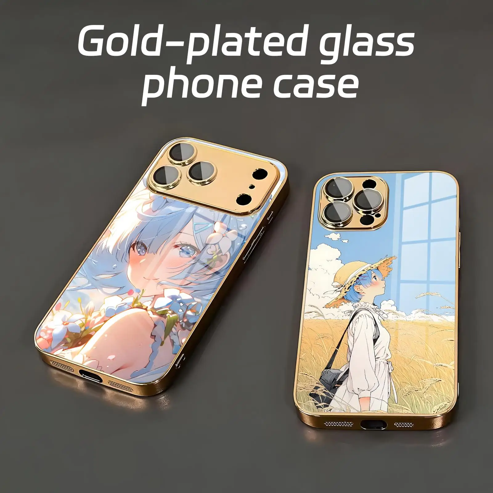 Funda para teléfono Re:Zero - Vida en un mundo diferente para iPhone 17 16 15 14 13 12 Plus Mini Pro Max, funda de vidrio electrochapado