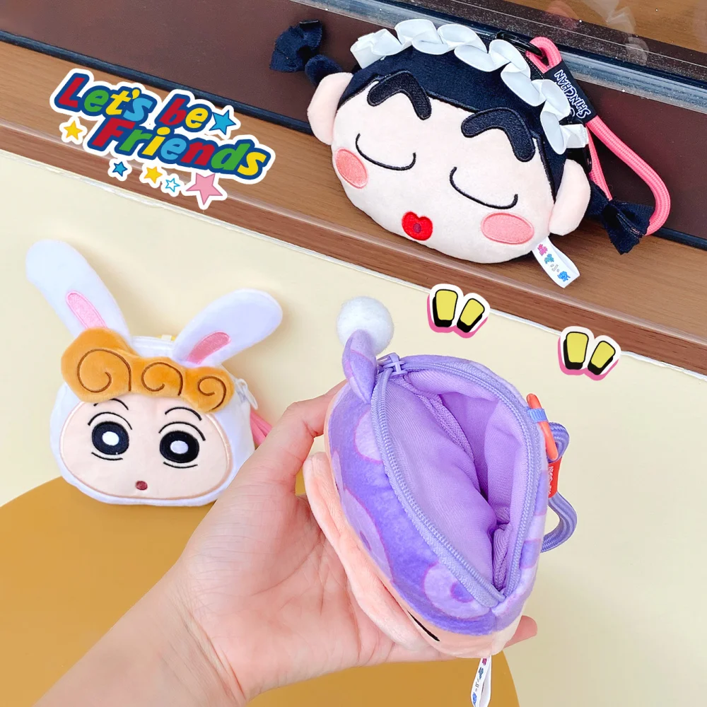 حقيقية تلوين شين تشان أفخم محفظة نسائية للعملات المعدنية المفاتيح Kawaii الكرتون سماعة أحمر الشفاه كيس التخزين على ظهره الهدايا الزخرفية