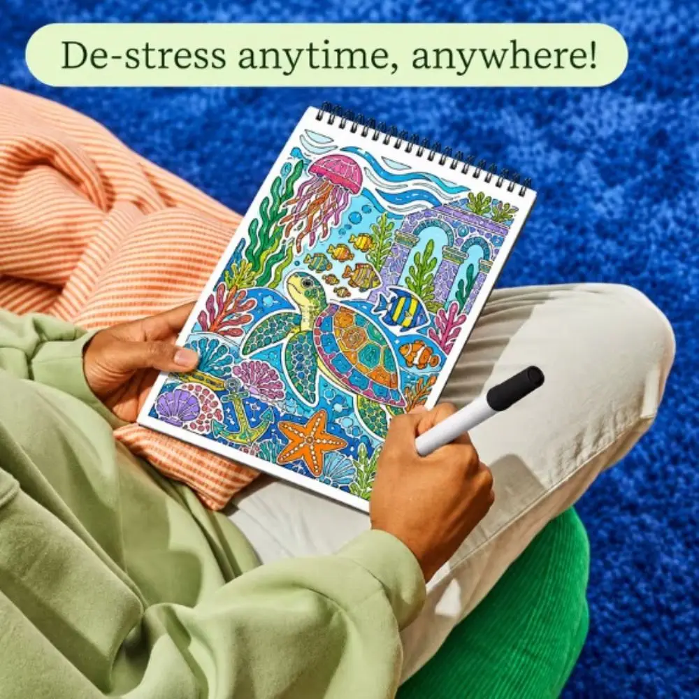 Easy Cartoon Coloring Book Educational Theme Anti Anxiety Doodle Activity Book Stress Relief DIY Design Drawing Art Book