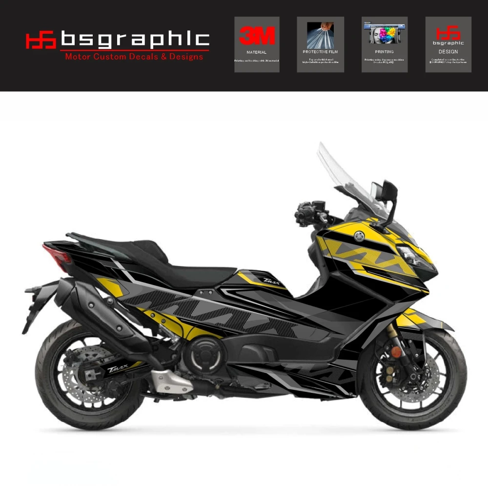 

Motorcycle Body Fairing Protective Sticker Decal Maxiscooter Energy Graphic Kit Yellow for Yamaha Tmax T-max 560 2022-2024 2023