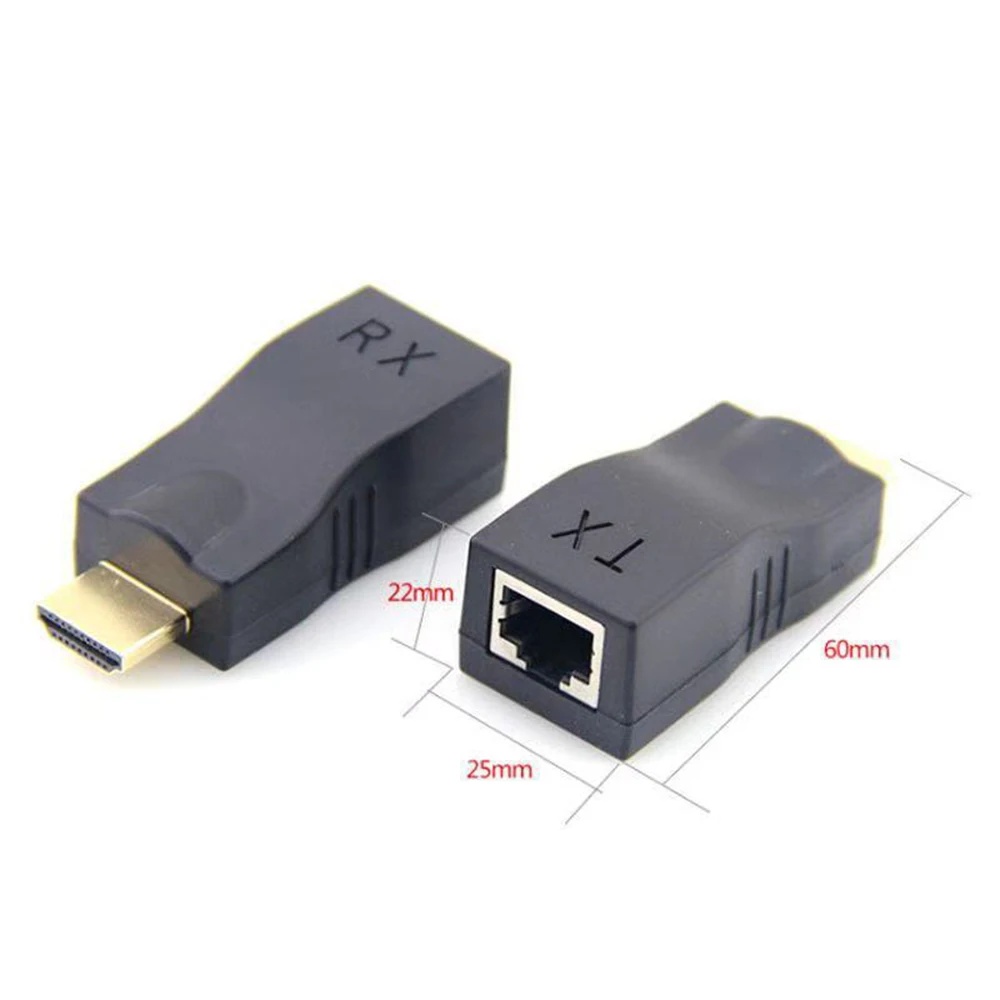 2 szt. Przedłużacz zgodny z HDMI 1080P porty RJ45 rozszerzenie sieci LAN HD 30m nad kabel Ethernet CAT5e/6 UTP LAN dla Monitor HDTV