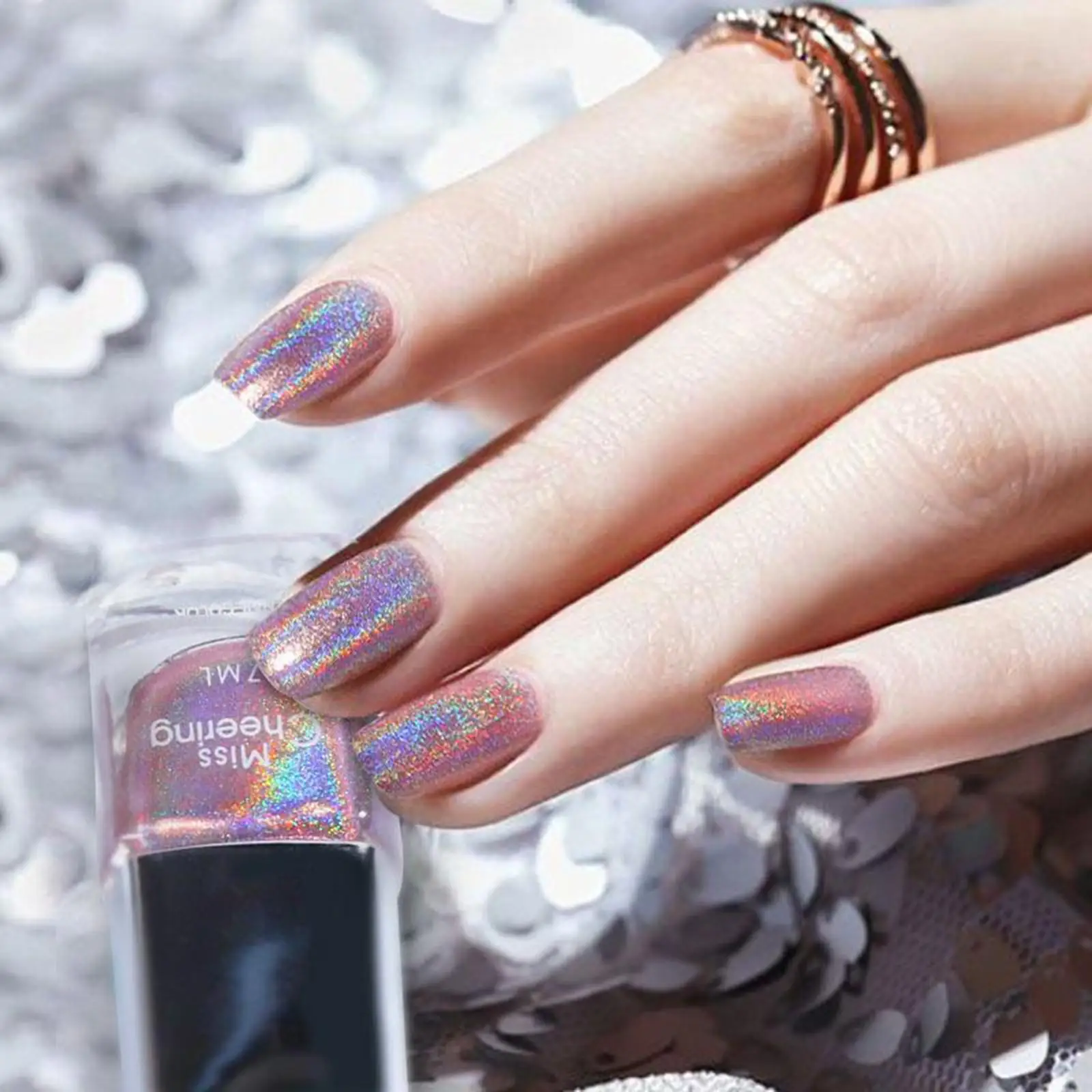 Pó para Unhas de 7ml com Glitter, Pigmento Holográfico para Gel de Esmalte Cromado