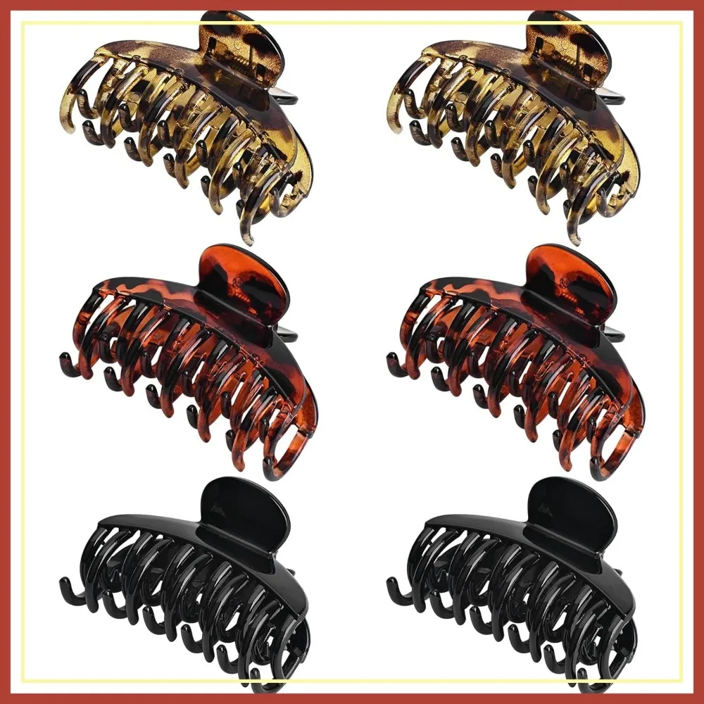 

6 PCS 2.5 Inch Double Row Teeth Hair Claw Clips Small Tortoise Shell Plastic Hair Jaw Clips Hair Barrettes for Women