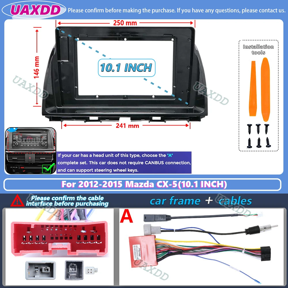 2-DIN-Autoradio für 2012-2016 Mazda 6 Atenza CX-5 9 10,1 Zoll Android Rahmenkit Panel Kabel Video Kabelbaum Player Multimedia Armaturenbrett – Detail 5