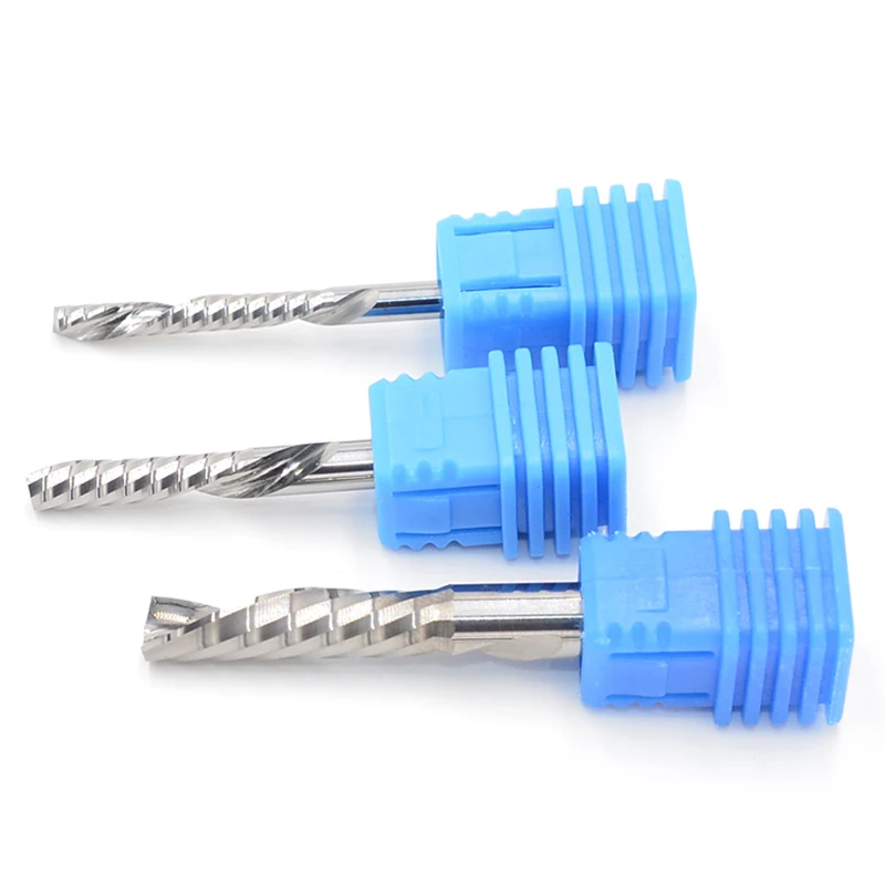Fresa de extremo helicoidal izquierda, brocas de carburo ranurado para cortar, MDF, PVC, madera, herramientas de tablero de plástico