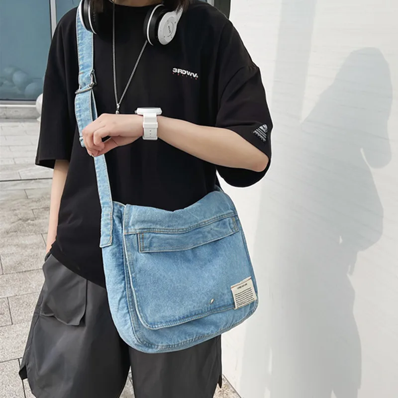 Casual Denim Dames Schoudertas Mode Feminina Crossbody Messenger Bag Grote Capaciteit Outdoor Student Handtas Voor Meisjes