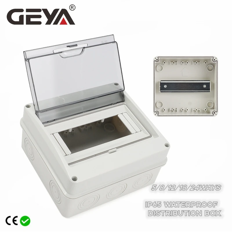 GEYA HT Series 5/8/12/15/18 Ways Waterproof Electrical Distribution Box Circuit Breaker MCB Power Plastic Junction Wire Box IP65