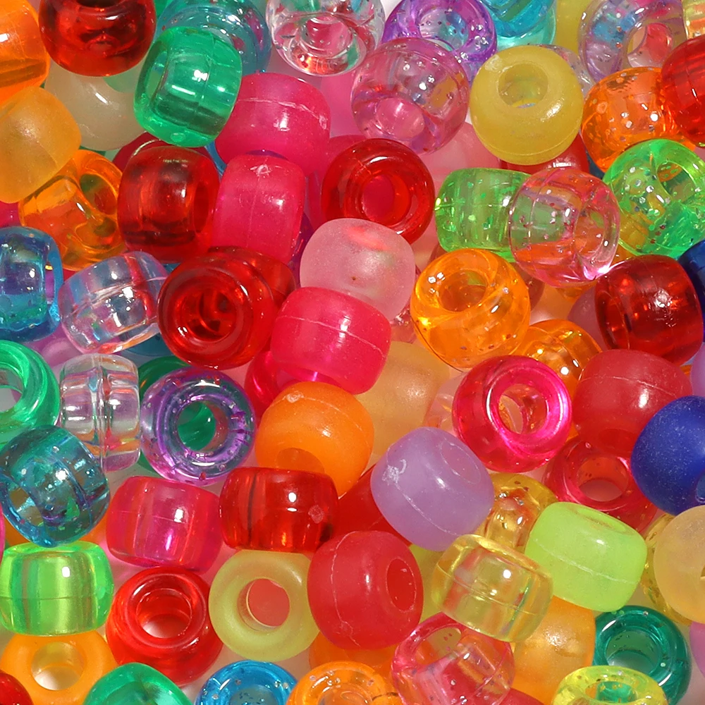 200pcs 6x9mm Acrylic Pony Beads Colorful Big Hole Loose Spacer Beads For Jewelry Making DIY Crafts Bracelet Necklace Accessories - view 5