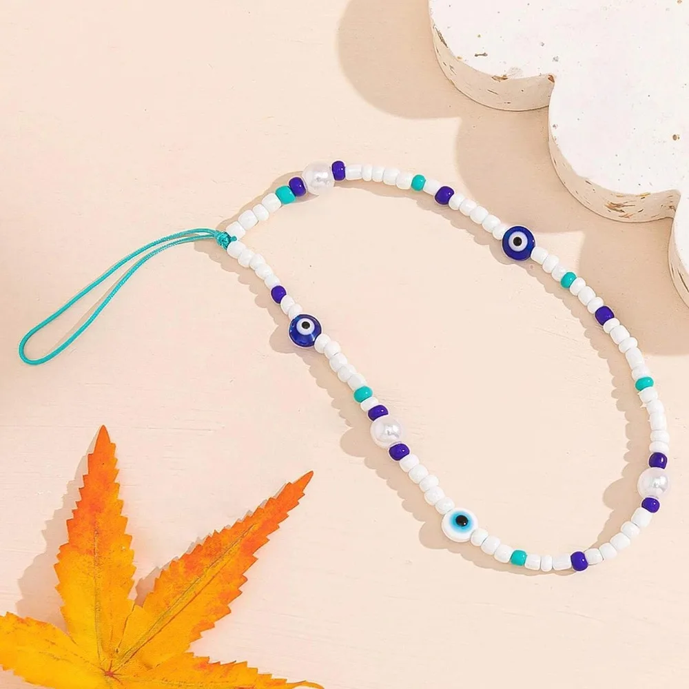 

Cellphone Strap Devil Eye Blue Evil Eye Phone Chain Vintage Pink Telephone Lanyard Charm Blue Fashion Cellphone Strap Keychain
