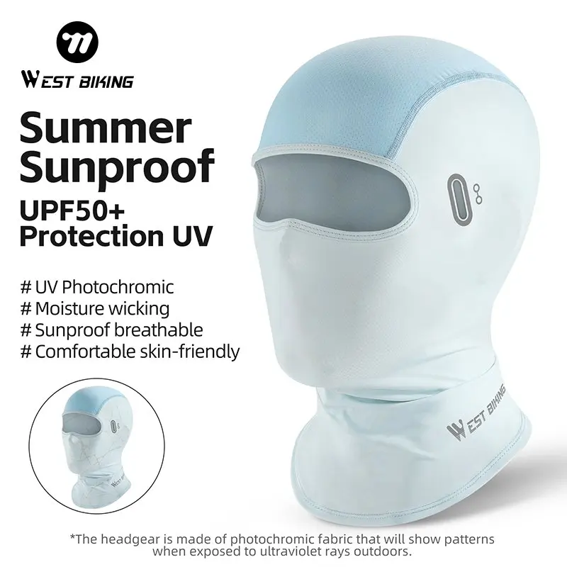 

WEST BIKING Motorcycle Balaclava Photochromic Sunscreen Full Fase Mask Ice Cooling Scarf for Outdoor Sports Cycling Equipment