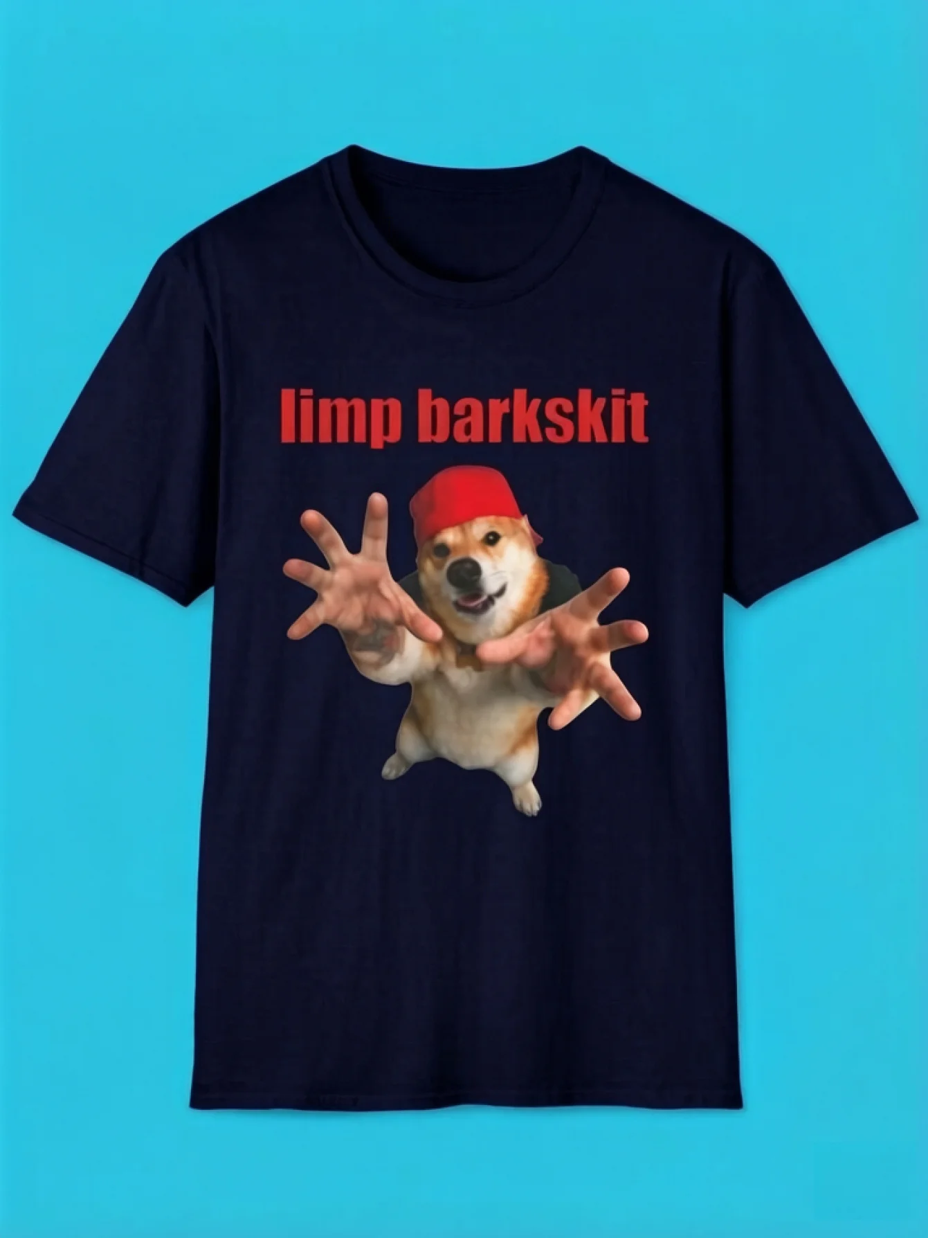 Versatile Men'S T-Shirt Limping Baxkit Parody Graphic Dog Version of Bizkit Band Homage To Fried Deust Nuclear Shockwave Style