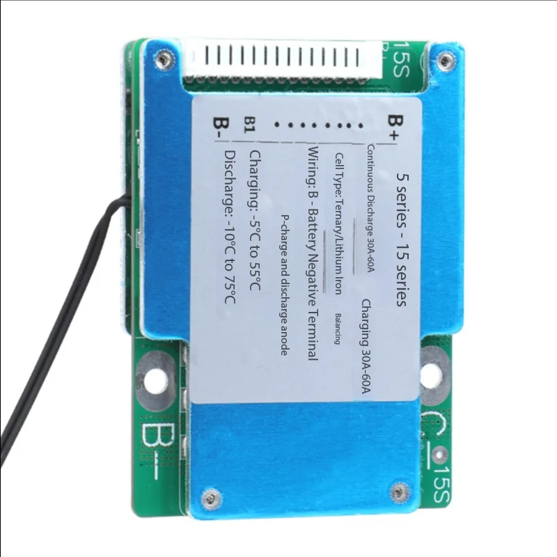New High Power 15S 30A 40A 50A 60A Ternary Lithium BMS Same Port With Balancing Temperature Cutoff For Electric Car Power Supply