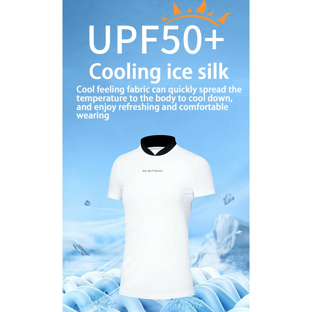 PGM Golf Damen-Kurzarm-T-Shirt UPF50+ Ice Silk Quick-Dry Top Sommer-High-Stretch-atmungsaktive Basisschicht – Detail 3