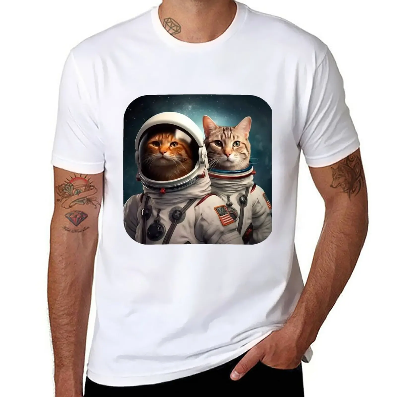 

New Mysterious Cosmic Cats. T-Shirt sweat shirt anime big and tall t shirts for men