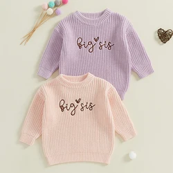 Toddler Infant Baby Girl Knit Sweater Big Sister Little Sister Matching Outfits Long Sleeve Pullover Sweatshirt