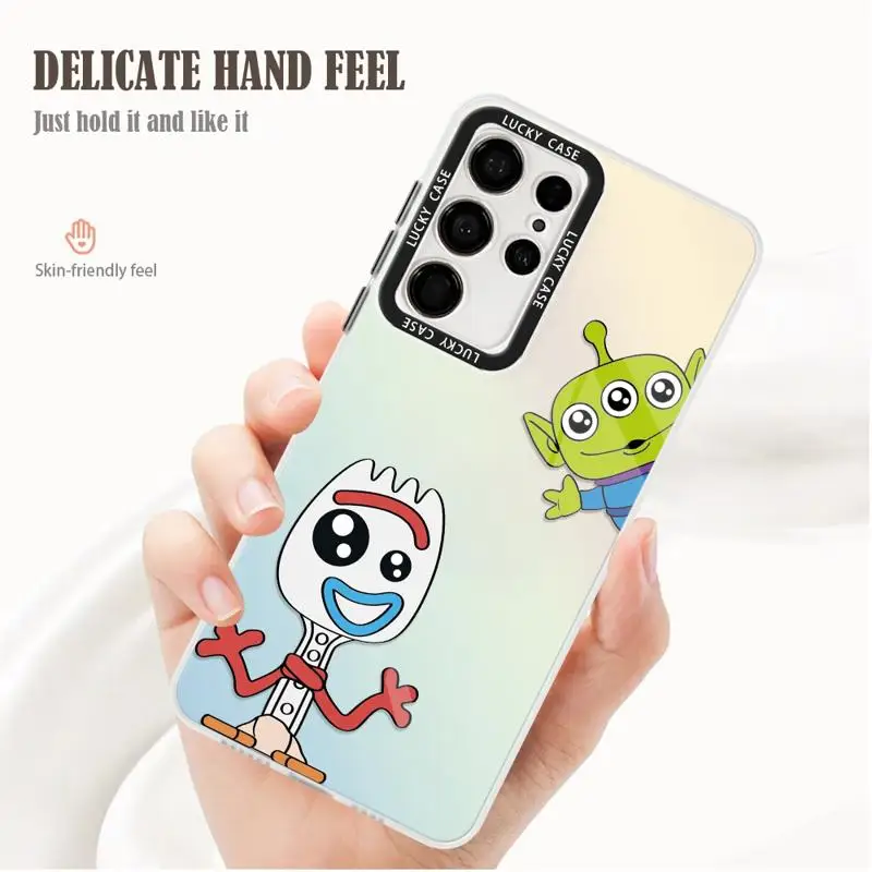 UFO Alien Toy Story Cute Phone Case for Samsung Galaxy S24 S23 Ultra S22 Plus S21 S20 FE A50 Holographic Iridescent Laser Funda