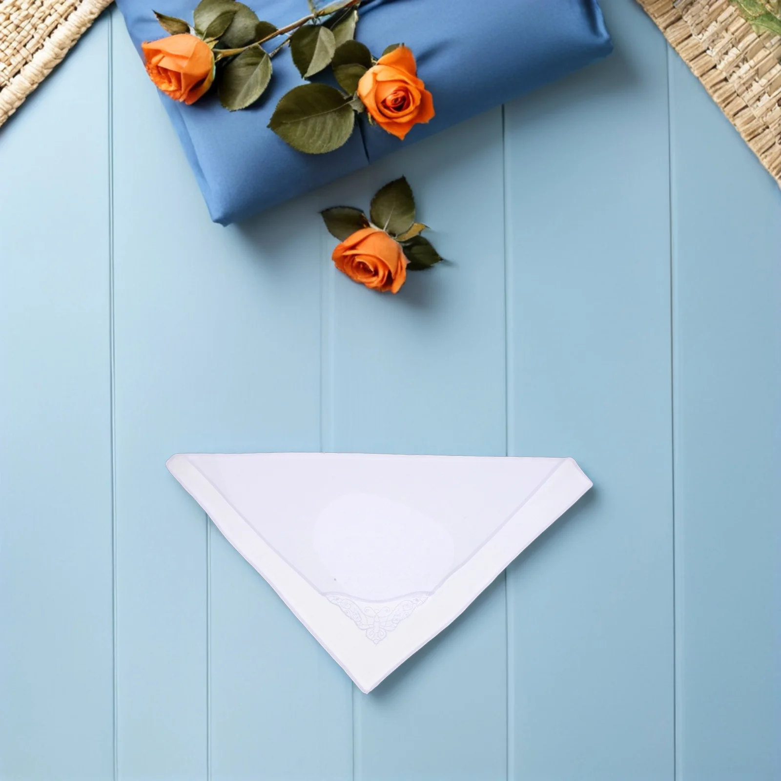 6개입 수제 자수 레이스 손수건 재사용 가능한 두꺼운 면 여성용 빈티지 스타일 포켓 스퀘어 11x11 인치