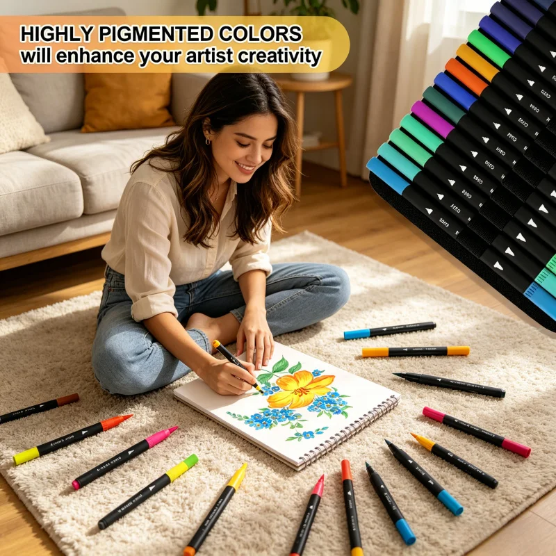 

Акварельные маркеры-кисти с двойным наконечником, 48-120 цветов, тонкие линеры для рисования манги, скетчей и художественных работ