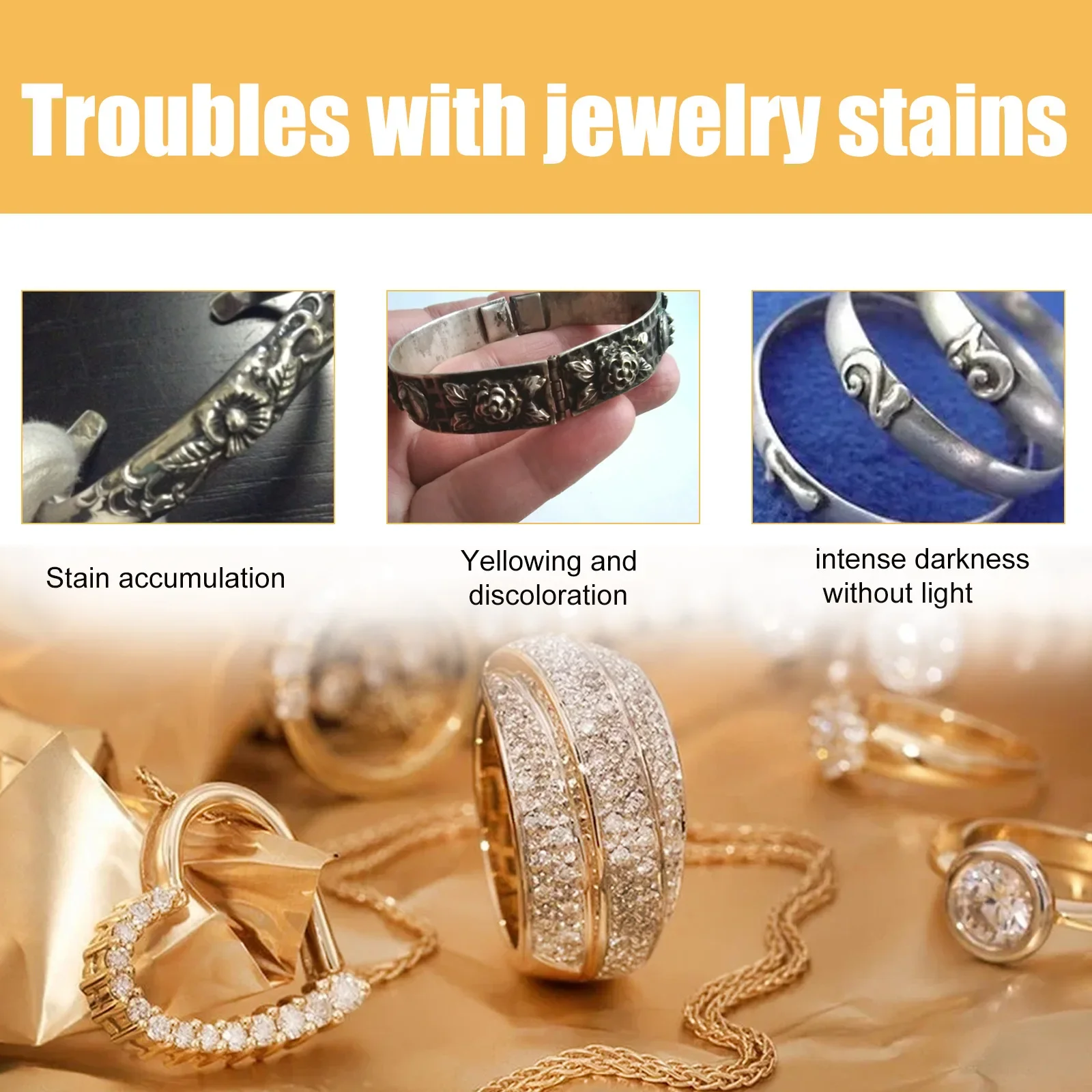 Jewelry Cleaner Liquid Antique Silver Cleaner Diamond Gold Watch Polishing Necklace Ring Tarnish Remover Jewelry Cleaning Agent