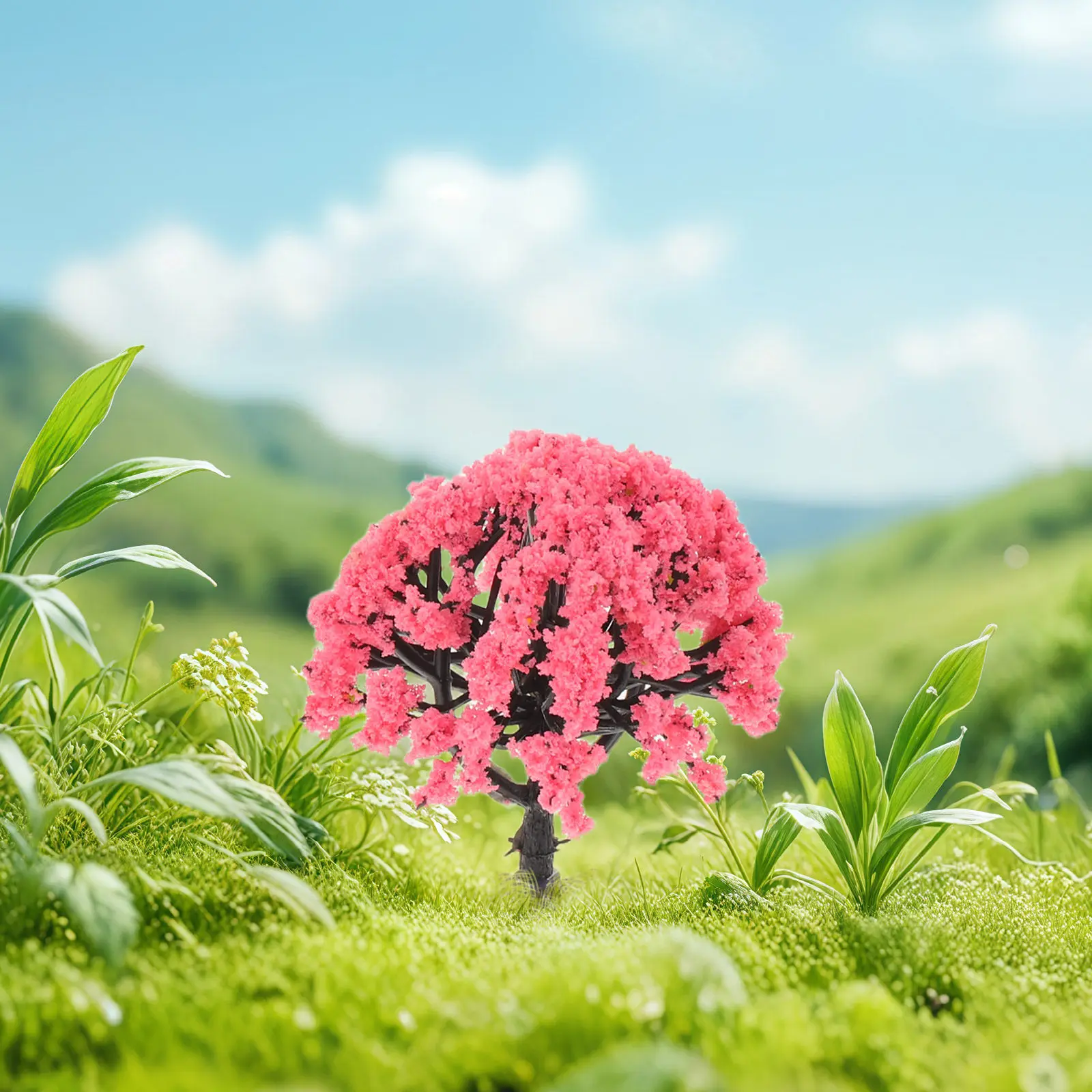 

6Pcs Realistic Miniature Cherry Blossom Trees with Base Plastic Diorama Landscape Models for Train Scenery Architecture Sand