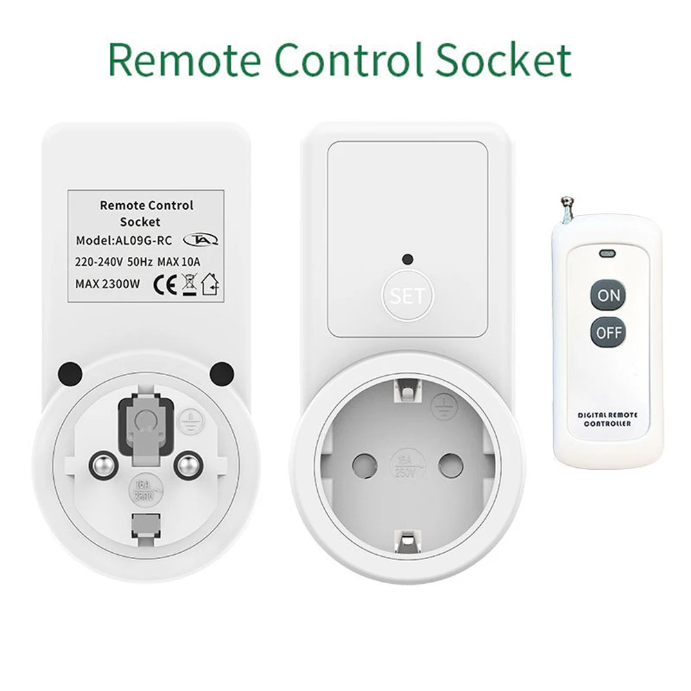 

433.92MHZ RF Wireless Remote Control Socket Power Outlet Light SwitchEU Plug Outlet for Smart Home AL09G-RC