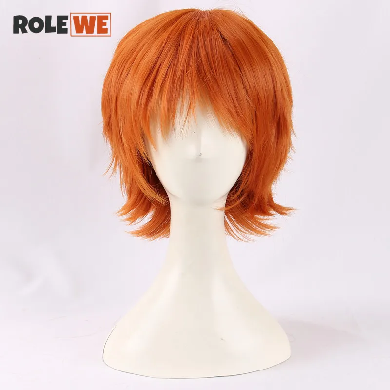 Parrucca Cosplay corta Chucky arancione di alta qualità sposa di Chucky parrucche Cosplay resistenti al calore + cappuccio parrucca