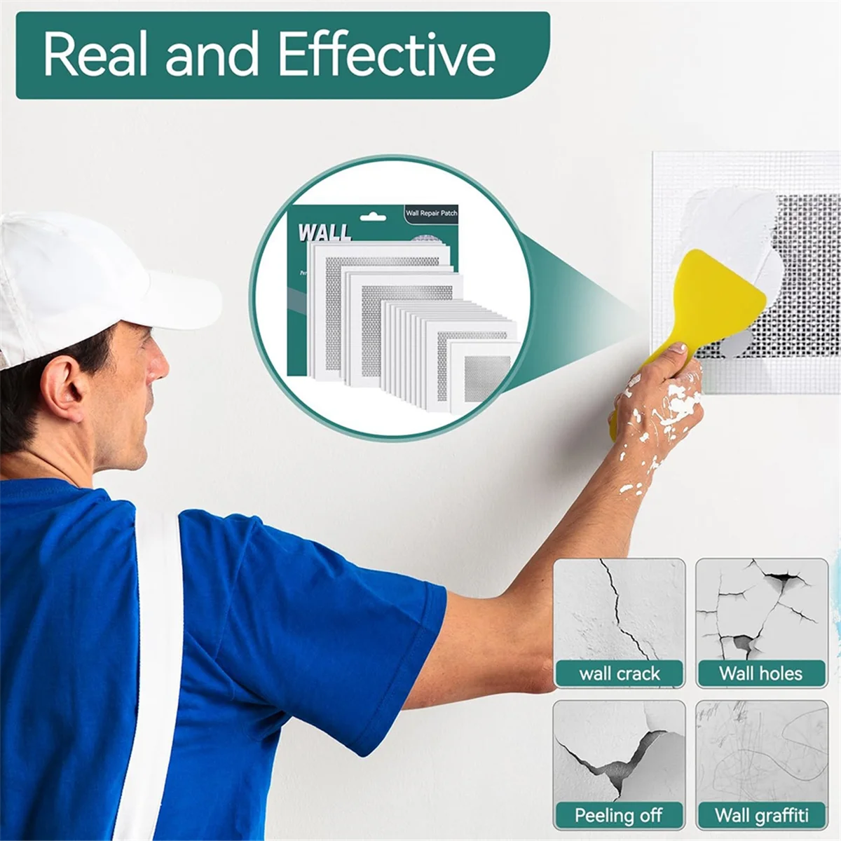 18PCS Aluminum Fiber Mesh Spackle Wall Repair Patch Kit In 2/4/6/8-Inch Sizes For Wall Fixing