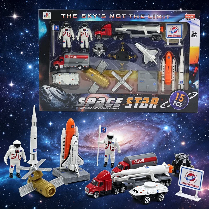 1:72 Alloy Space Shuttle 15PCS Set Combination, Carrier Launch Rocket Model Toy Collection Ornament Die Casting Locomotive Toy