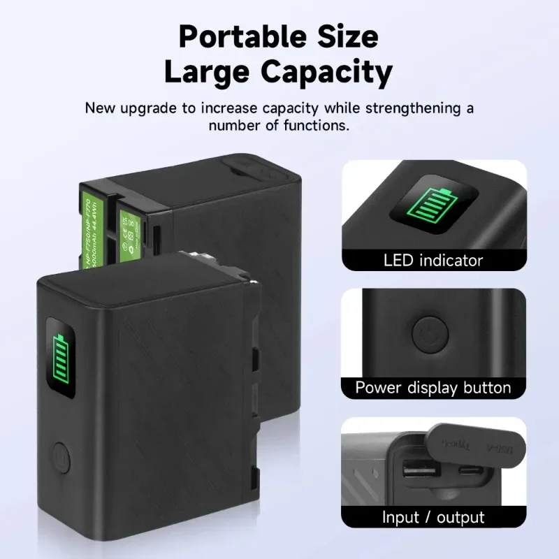 6000/9600mAh NP F750 NP F770 LED Power Indicator Battery with Type C Port for Sony NP F960 F970 NP-F750 NP-F550 CCD-TRV58 V1J z1