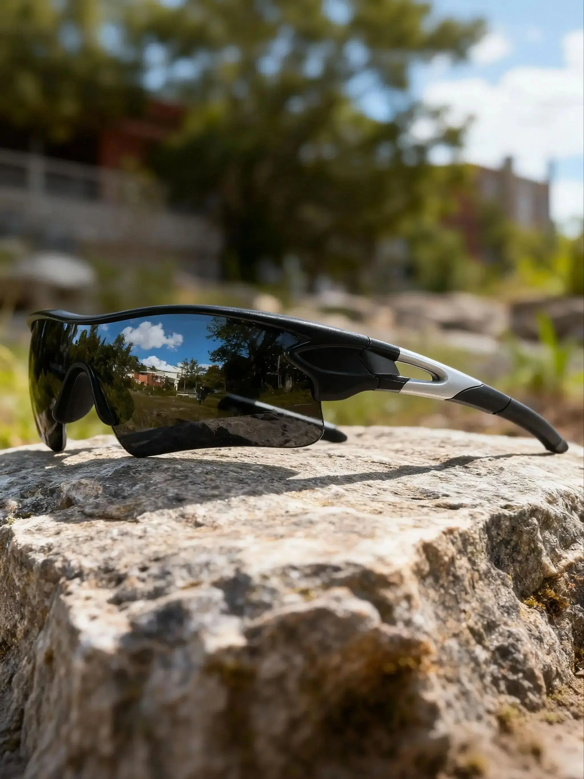AliExpress NONE Classic Sports Sunglasses with One-Piece Wraparound UV400 Lens - Unisex Comfort Fit for Cycling, Running, Hiking & Outdoor