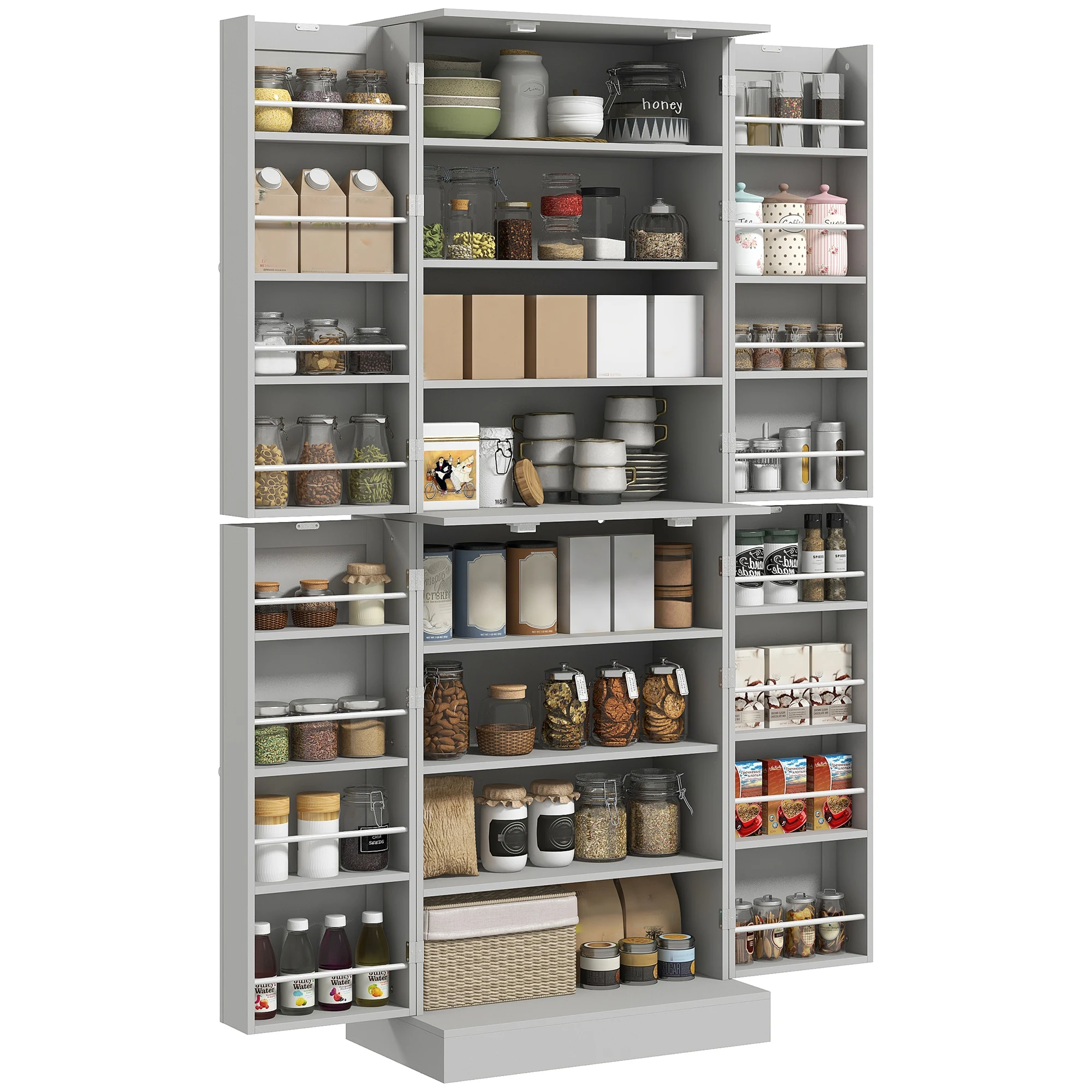 Mobile da cucina moderno, stile buffet, dimensioni 60 x 35 x 166 cm, colore grigio.