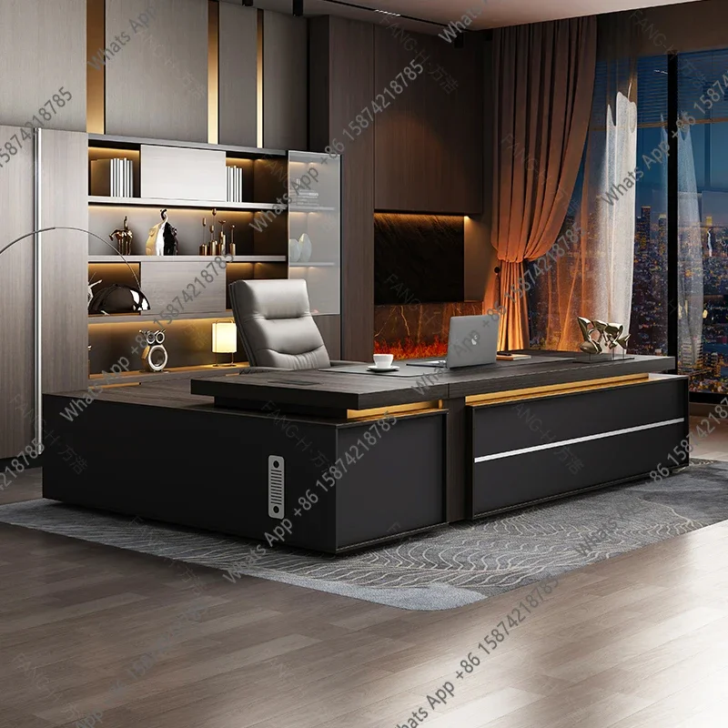 

SmDesigner Chinese Boss Table Simple Modern Chinese Reception Drawers Desks Cabinet Conference Unusual Bureau Meuble Furniture X